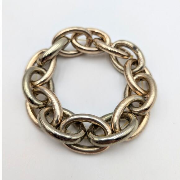 Nordstrom Women's Twisted Chunky Chain Link Bracelet Goldtone Plate - Picture 2 of 6